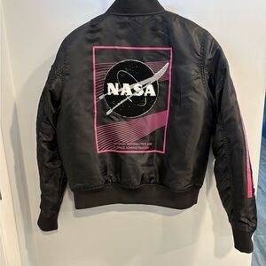 South Pole Black Bomber Jacket with Pink Accents